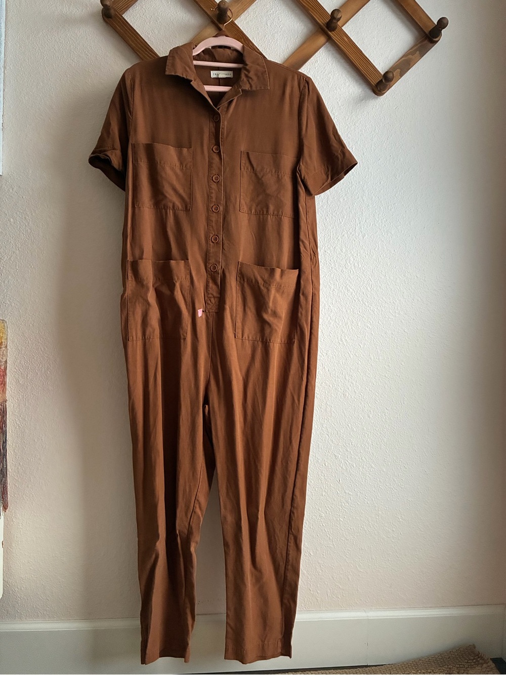 Tradlands Short-Sleeve Utility Jumpsuit in Brown